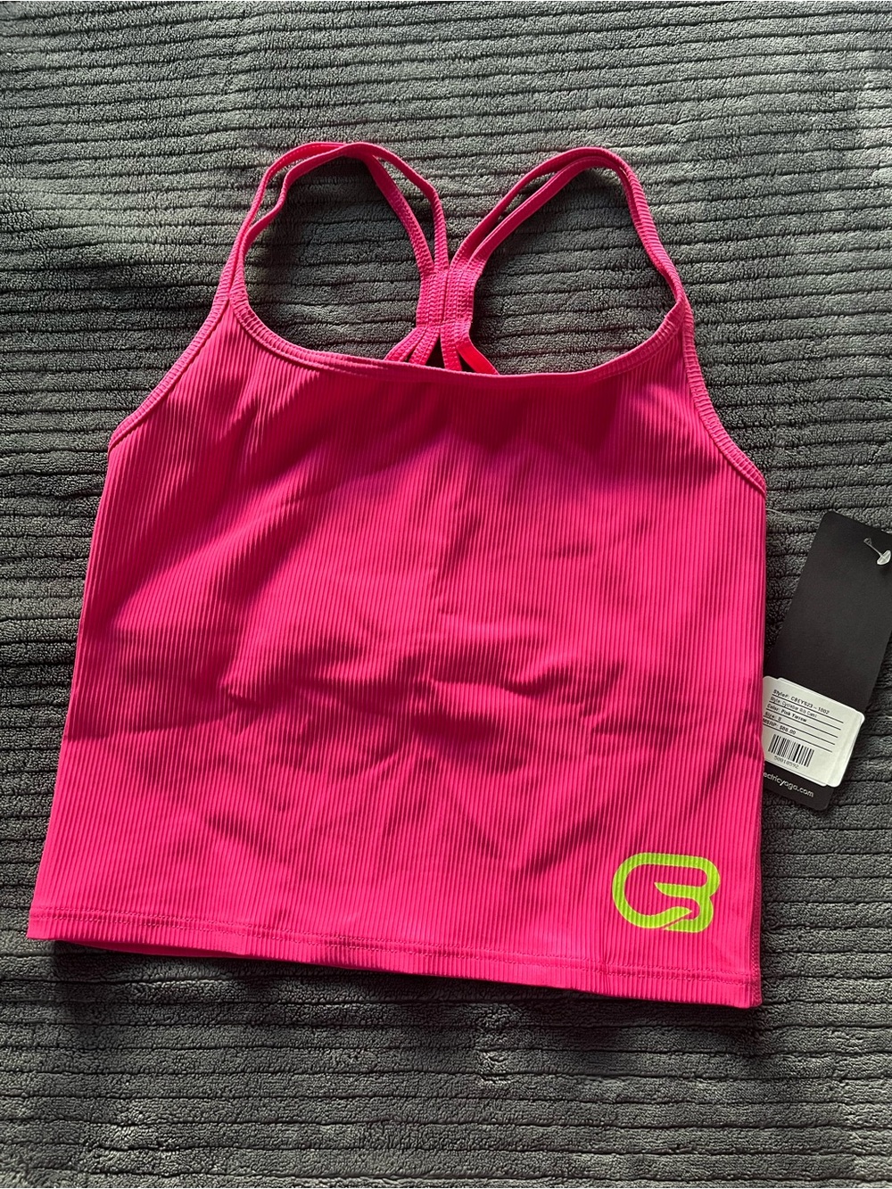 Electric Yoga Hot Pink Ribbed Sports Tank with Neon Lime Logo